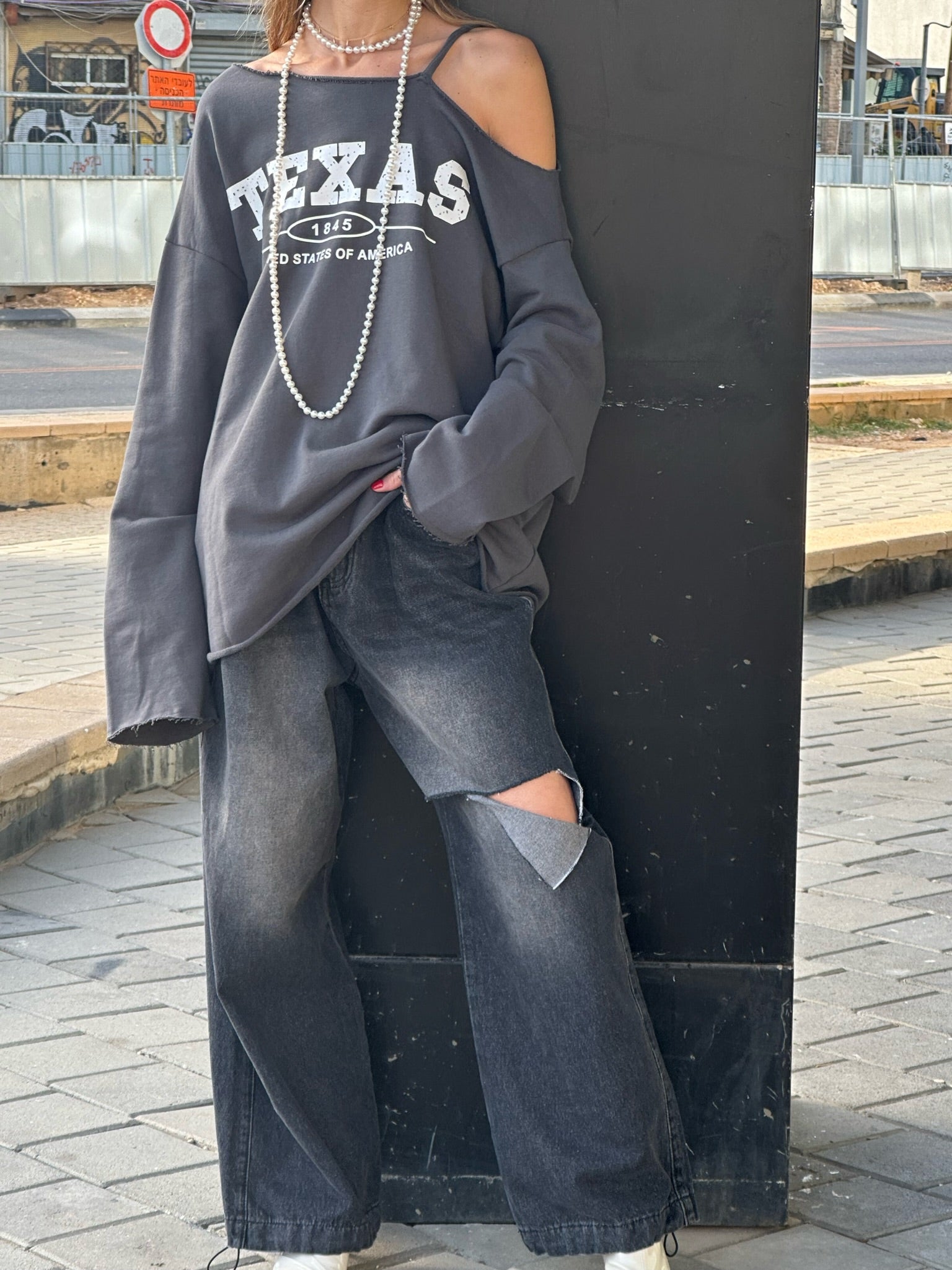 מכנס ג׳ינס מיילי אפור