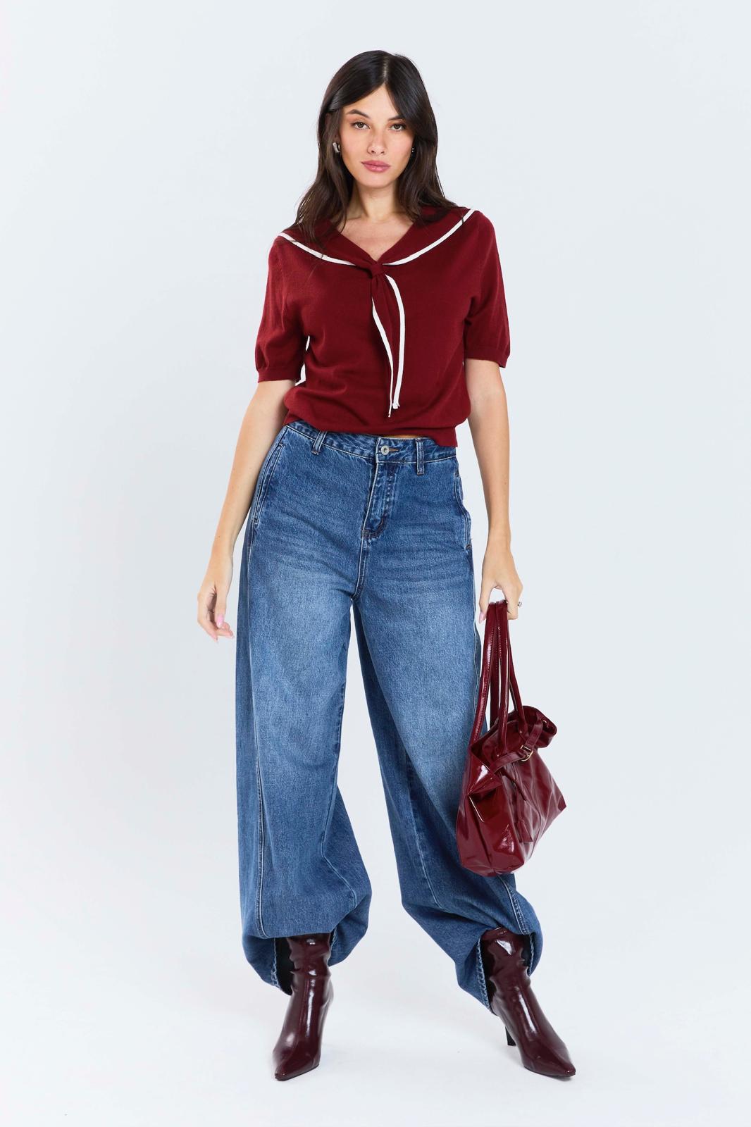 חולצת סריג אסי בורדו