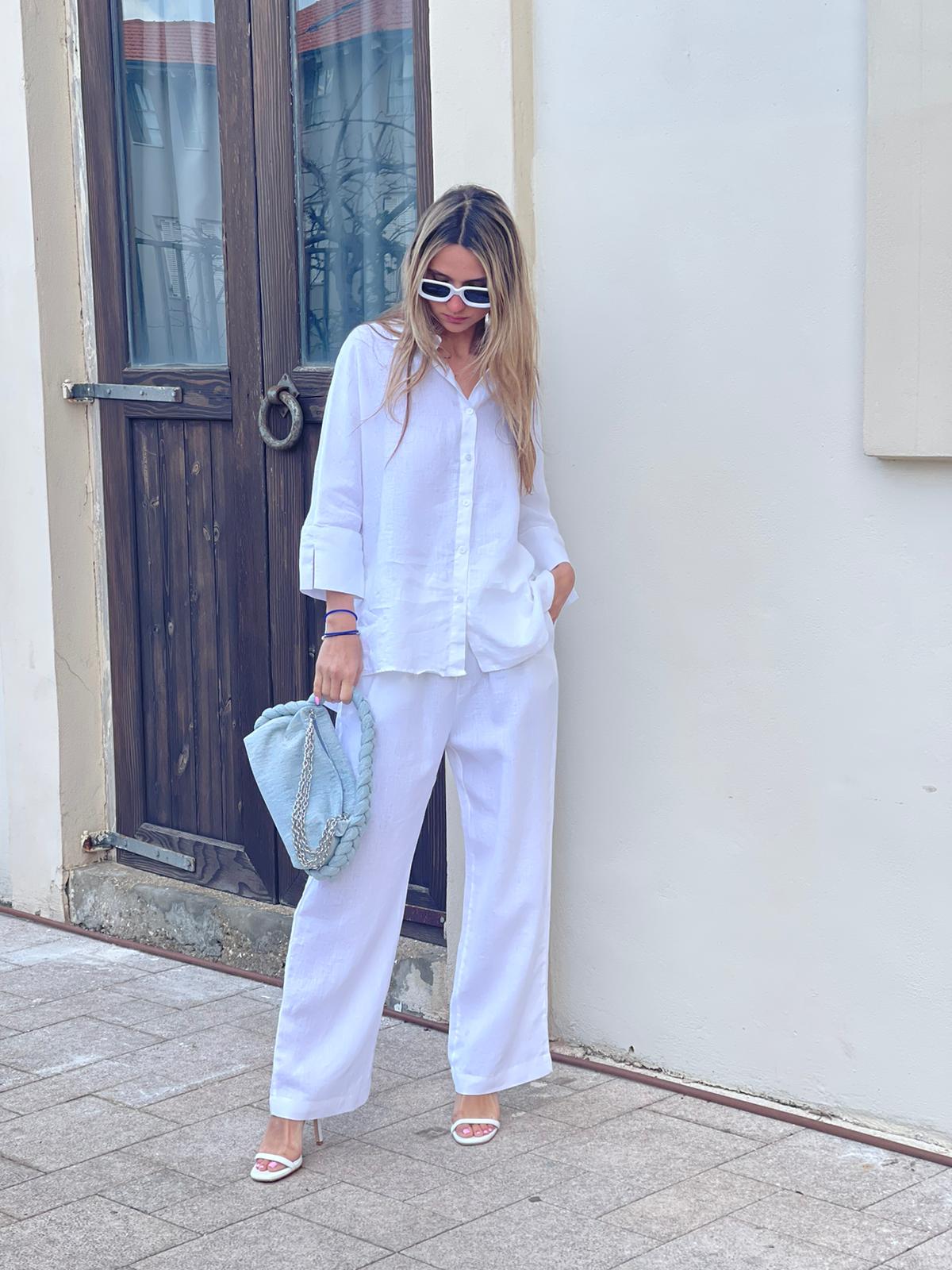 חליפת פשתן ריי לבן