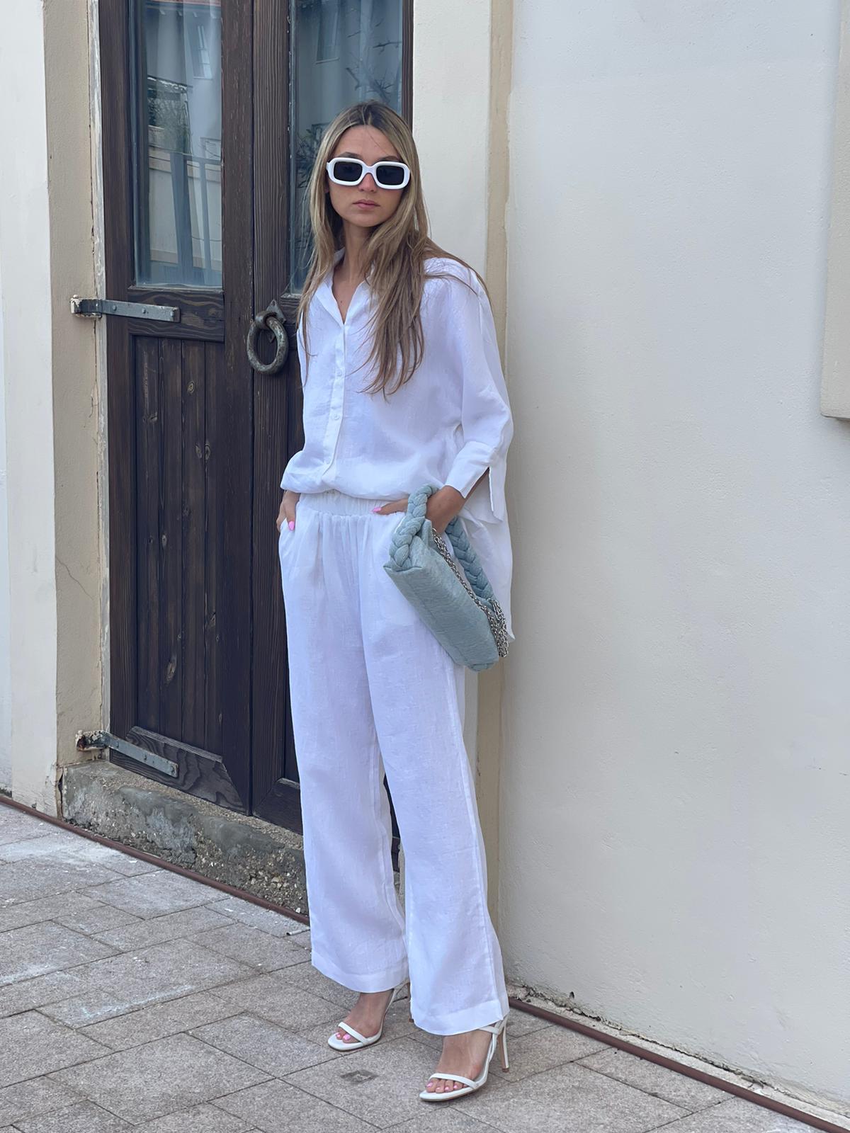 חליפת פשתן ריי לבן