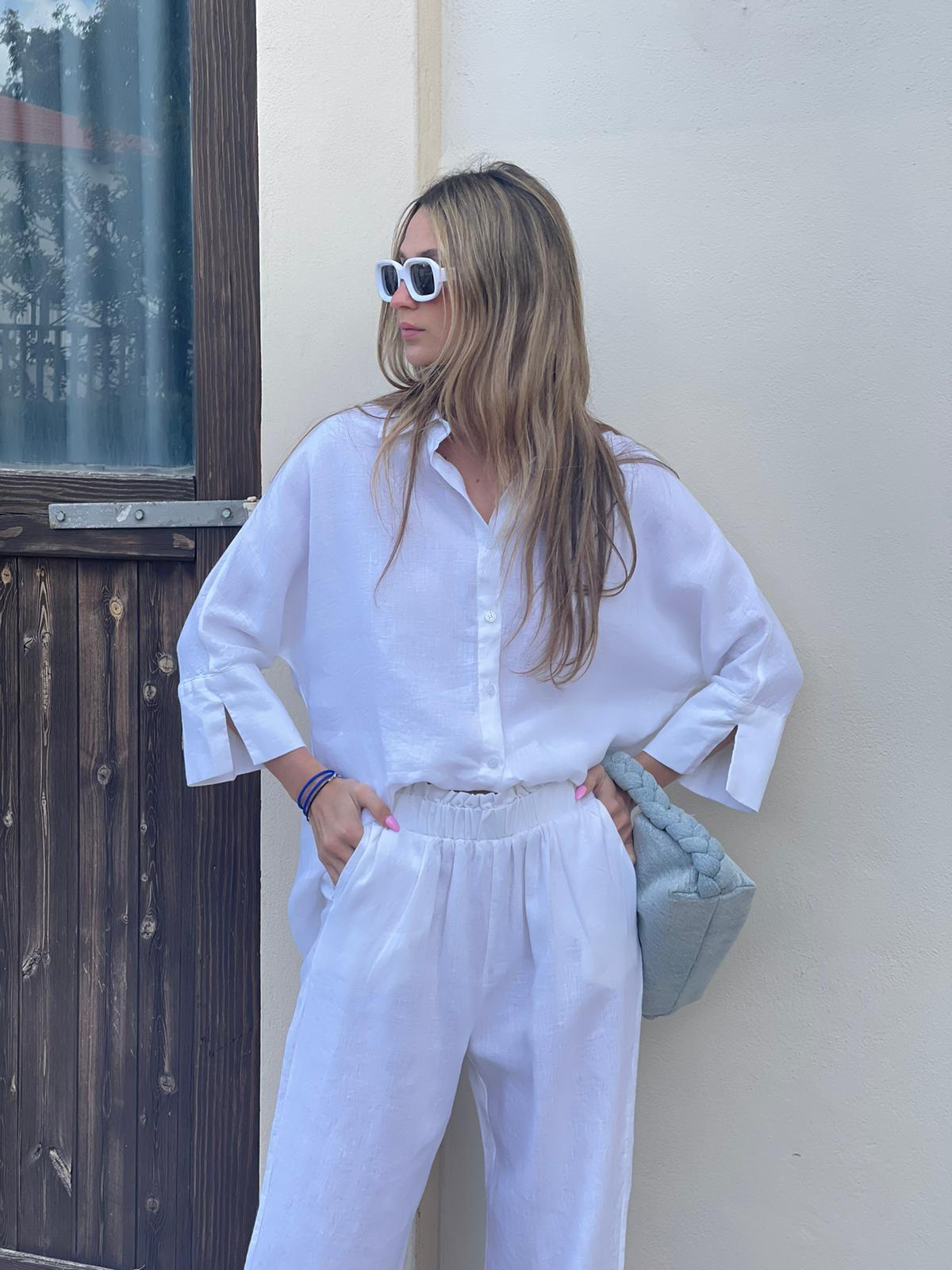 חליפת פשתן ריי לבן