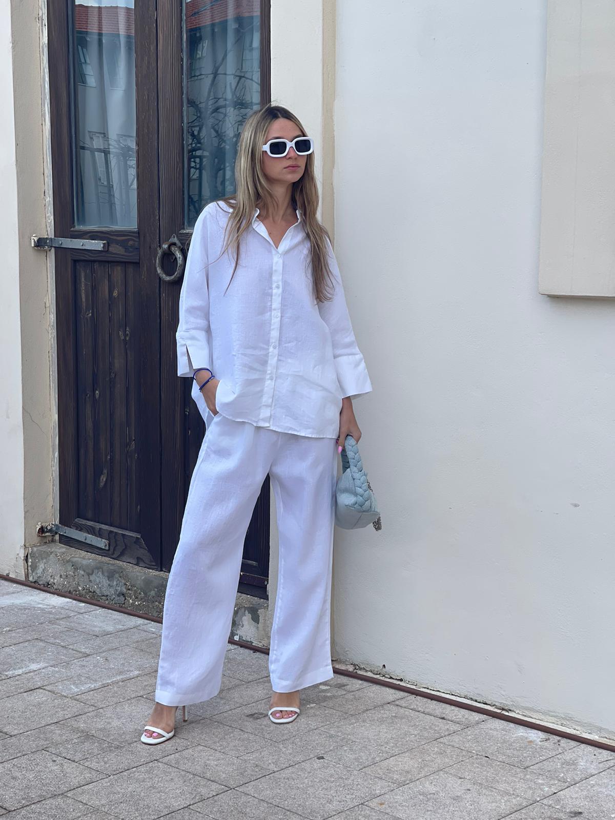 חליפת פשתן ריי לבן