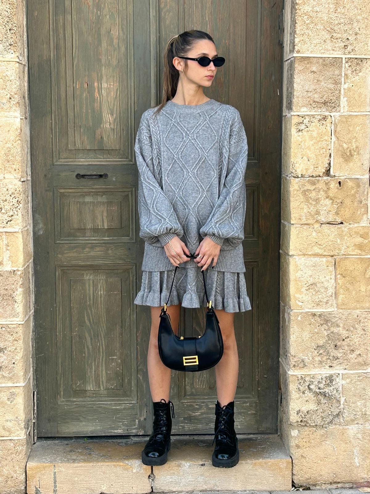 חליפת סריג אליה אפור בהיר