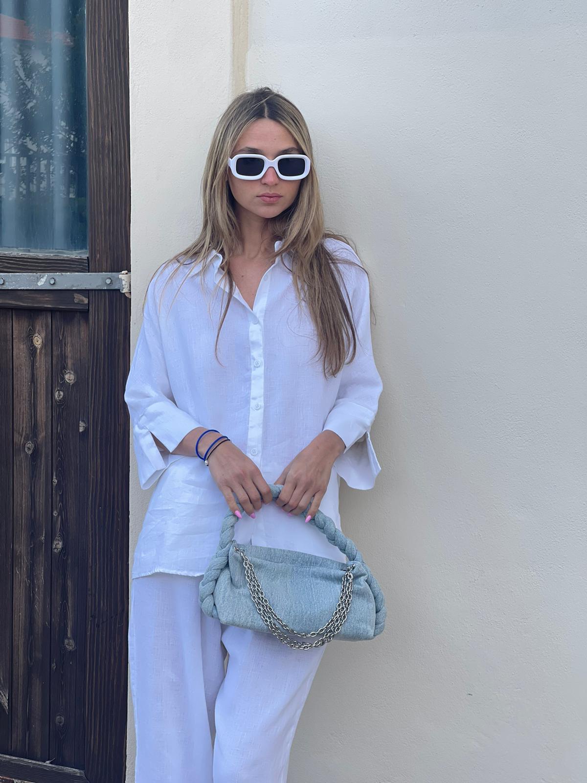 חליפת פשתן ריי לבן