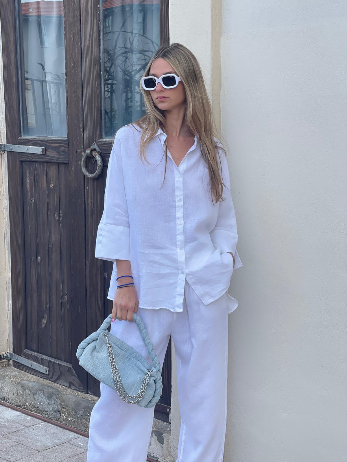 חליפת פשתן ריי לבן