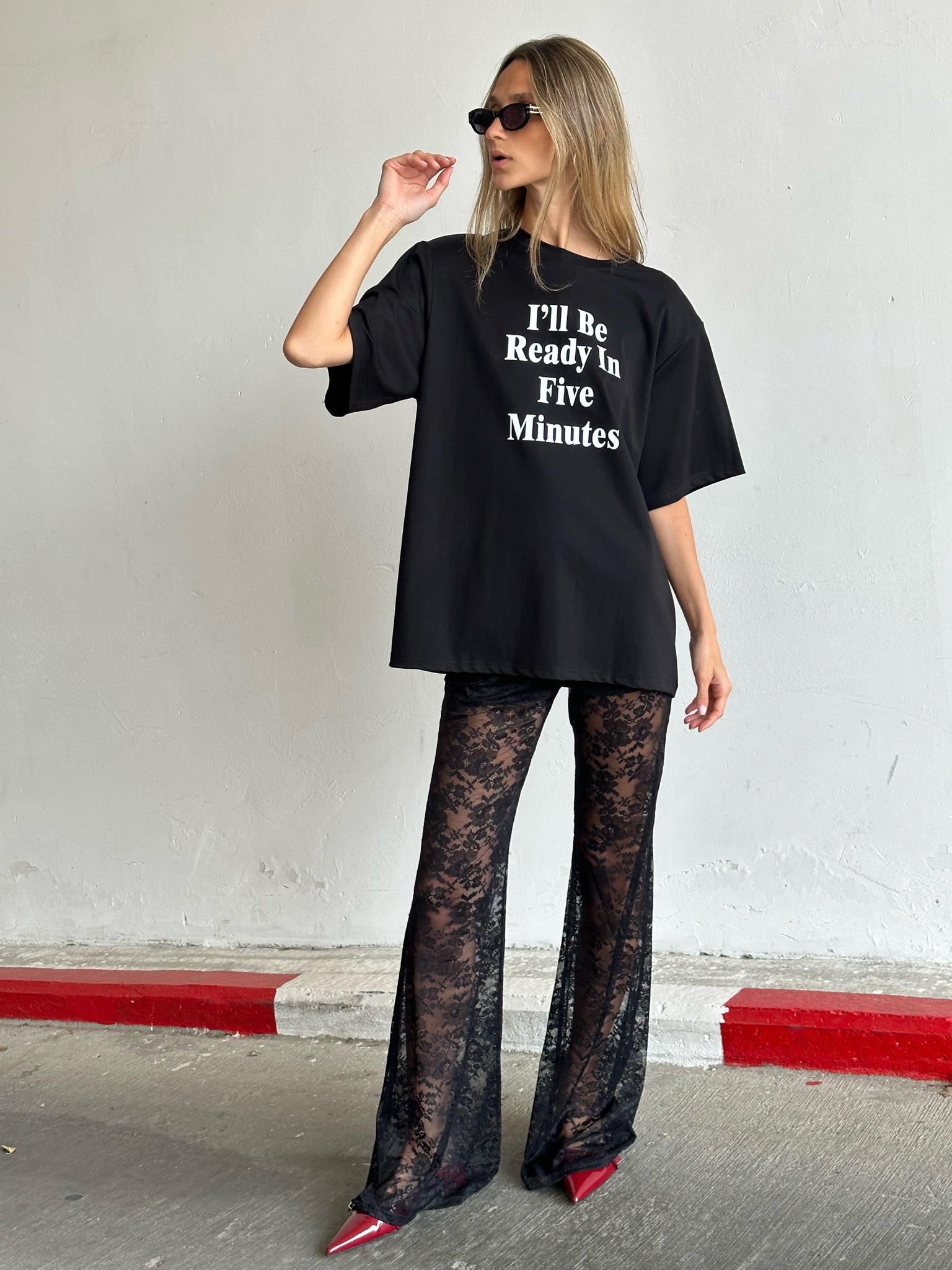 Sue black lace pants