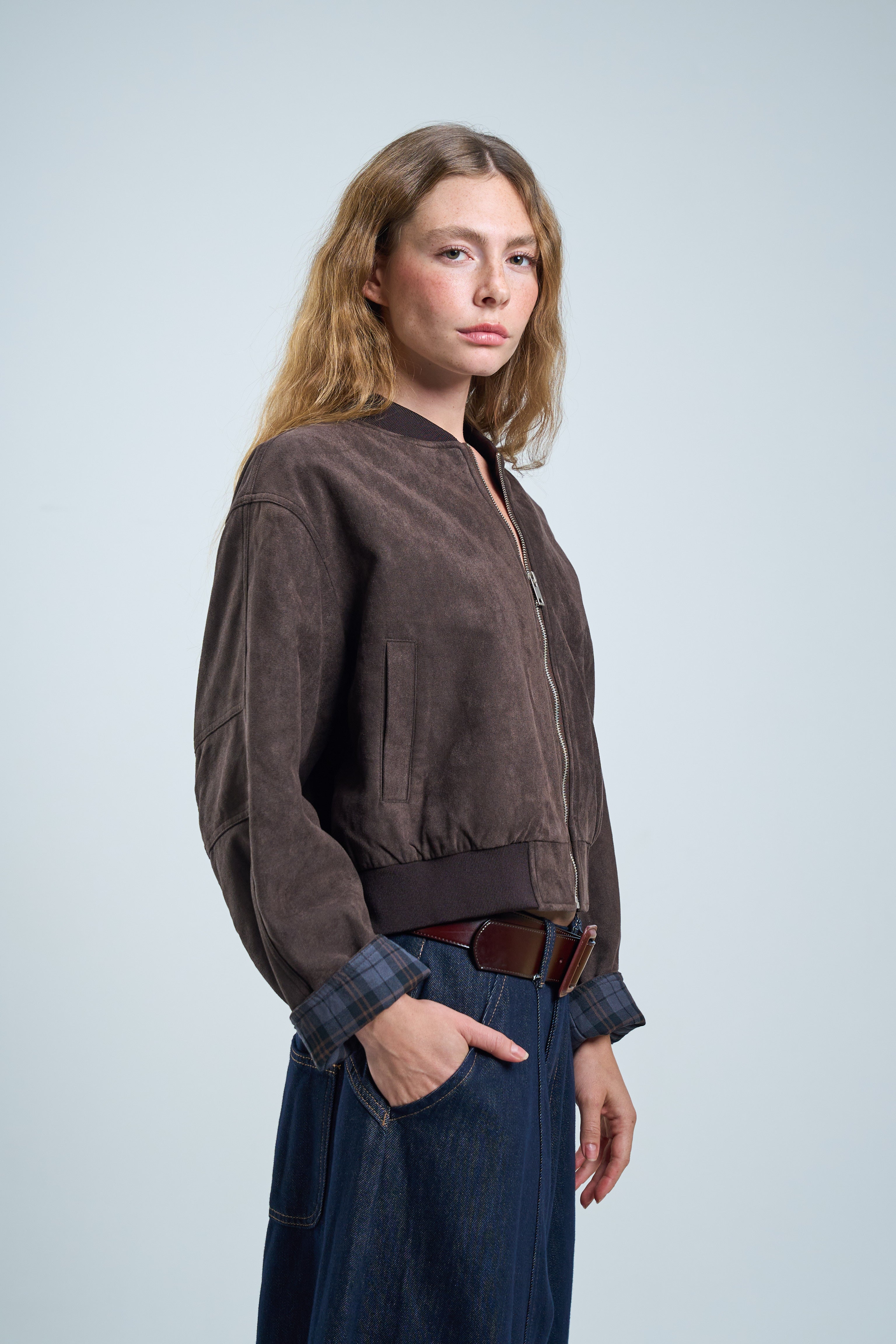 ג׳קט אדלי זמש חום