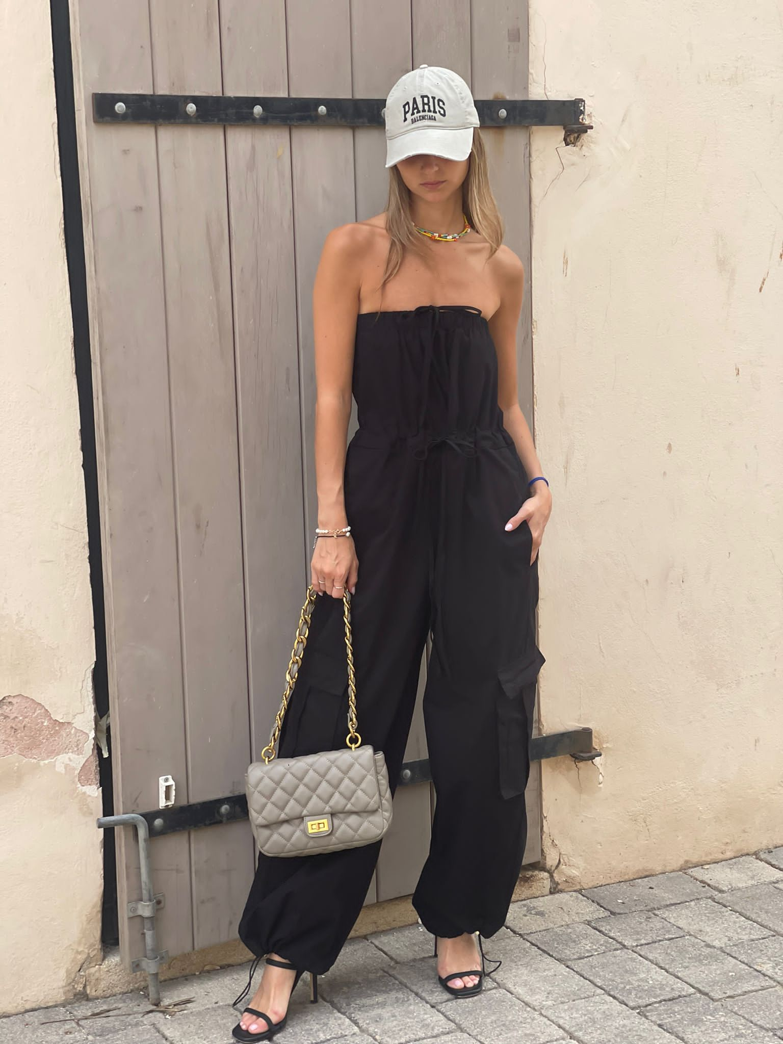 Black slim overalls