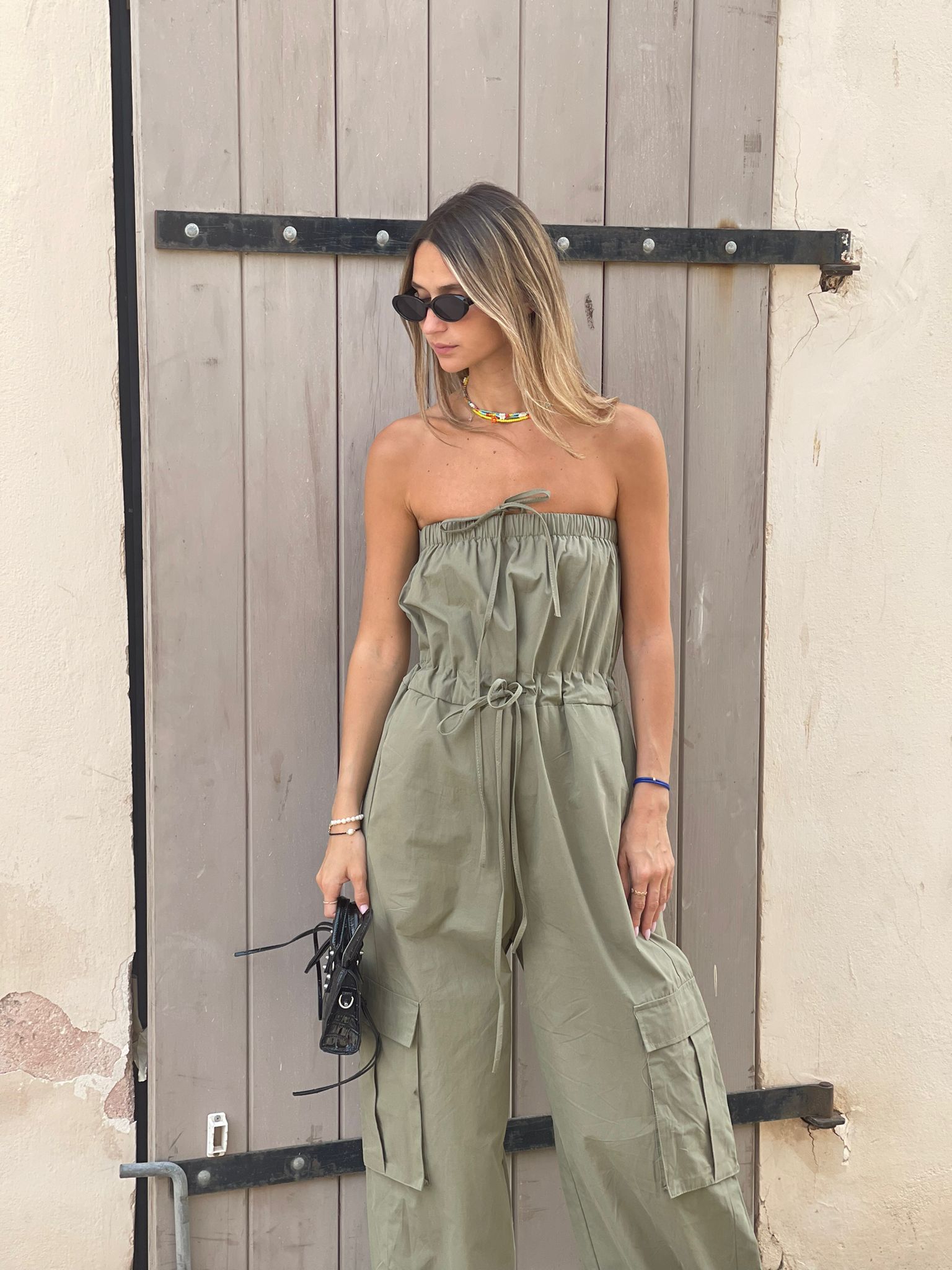 Green slim overalls