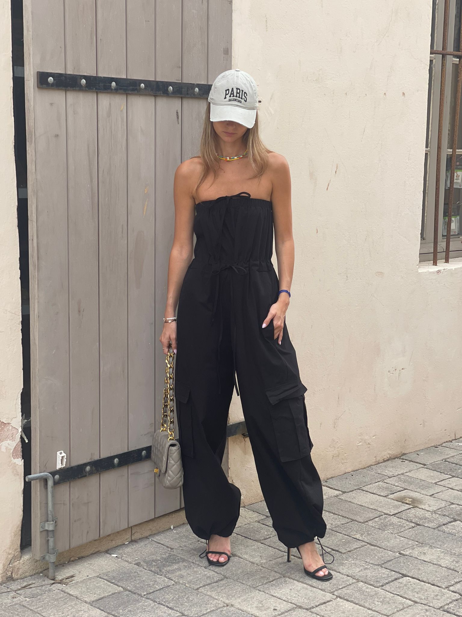 Black slim overalls