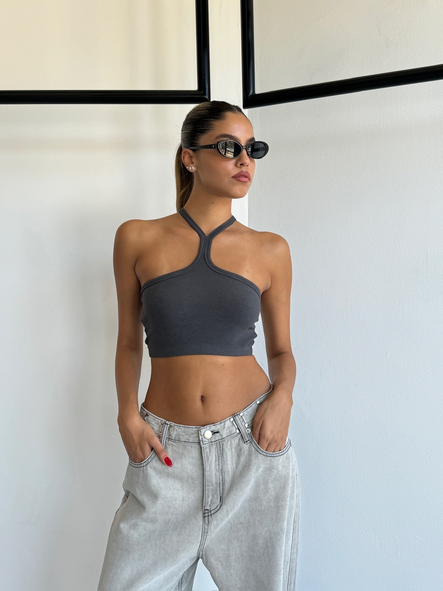 Gray Joy tank top