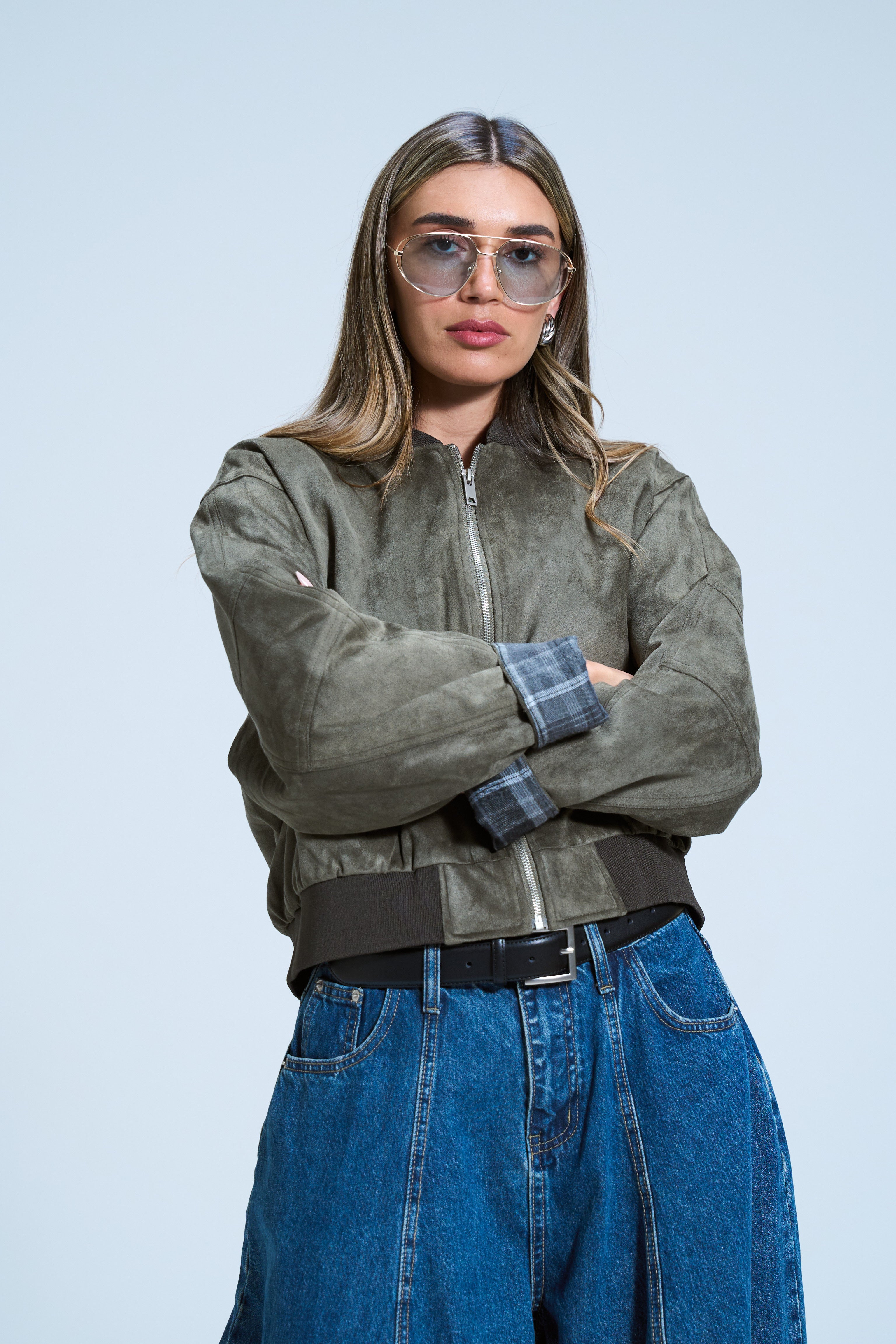 ג׳קט אדלי זמש זית