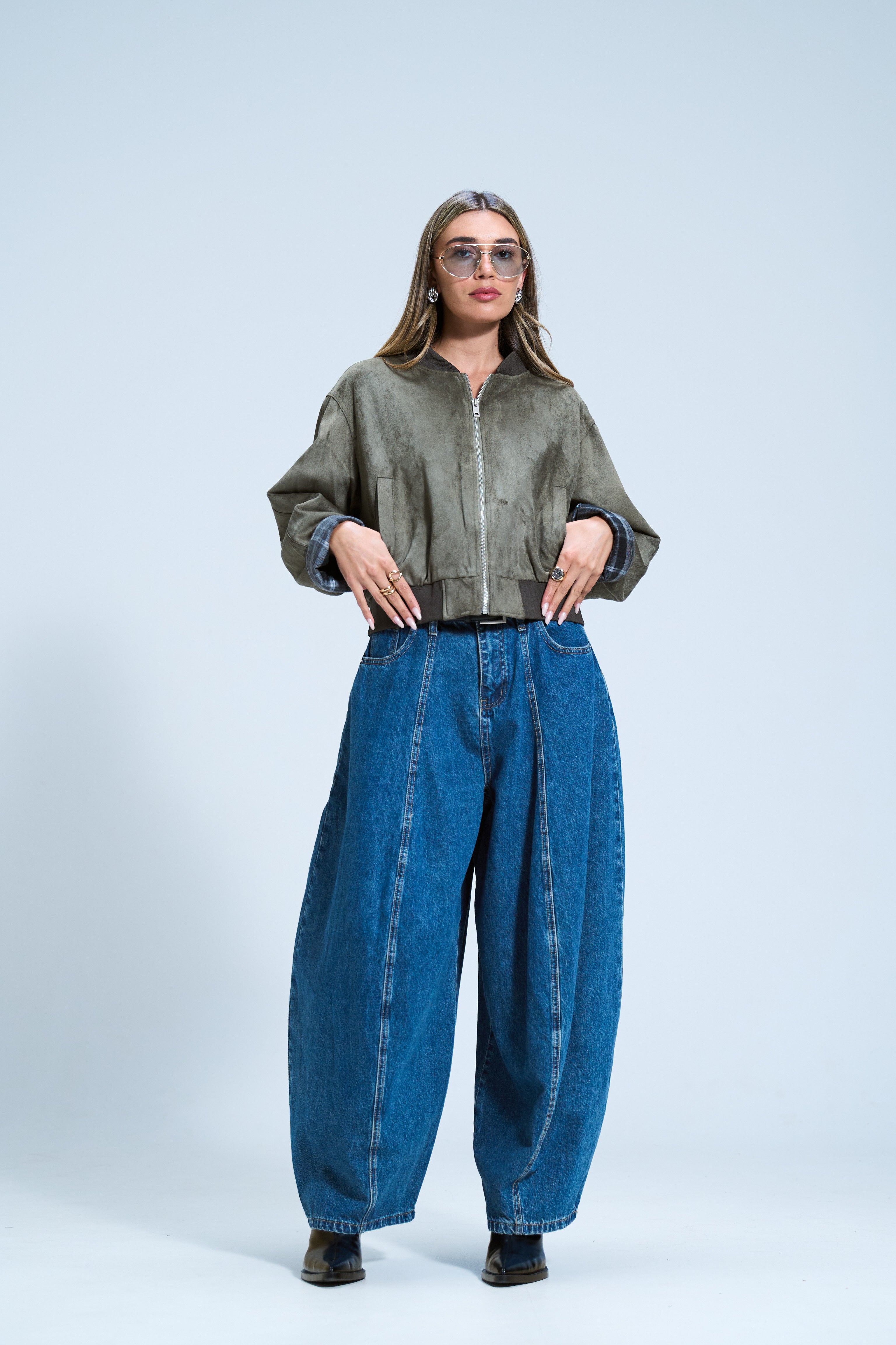 ג׳קט אדלי זמש זית