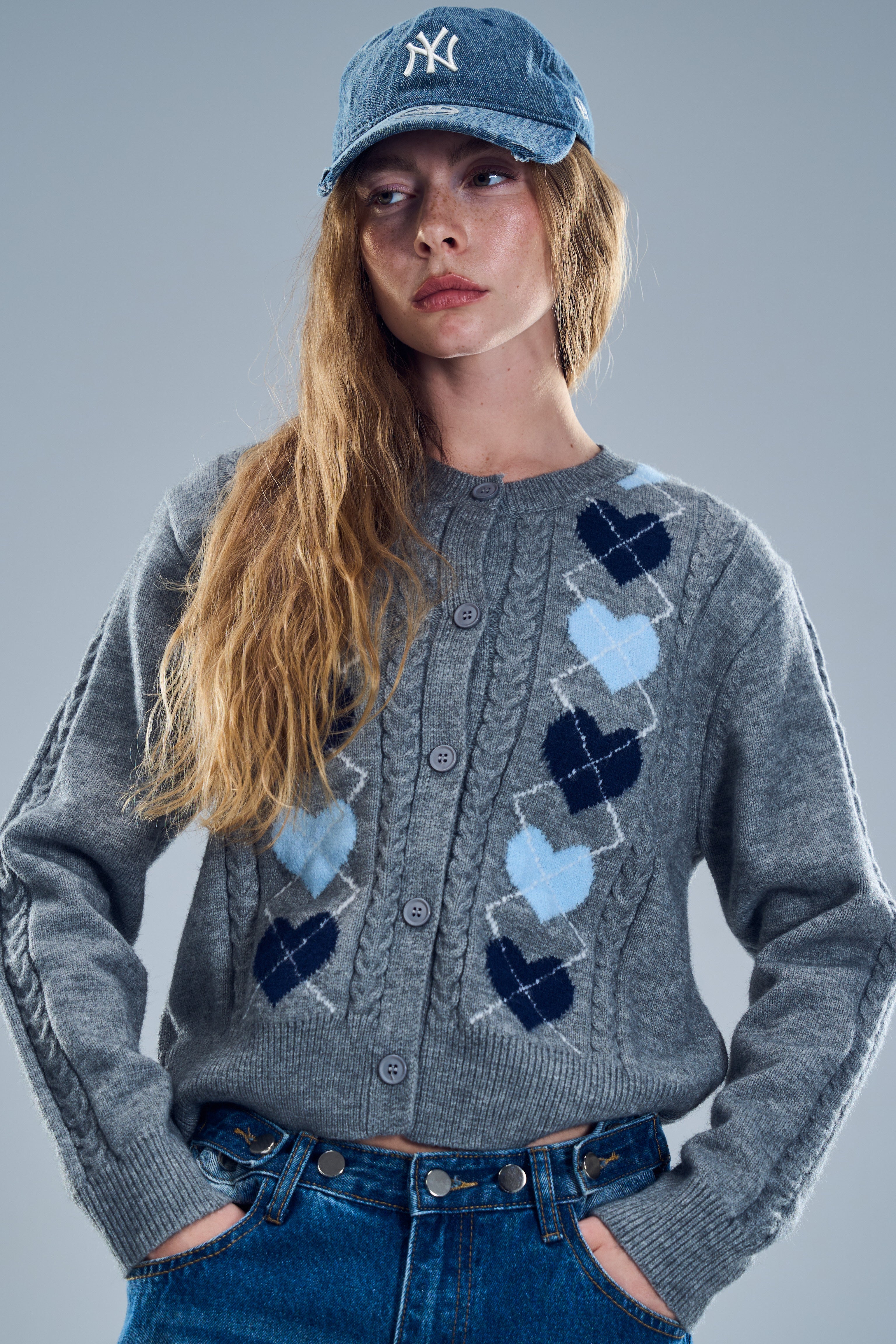 קרדיגן אלבי אפור תכלת