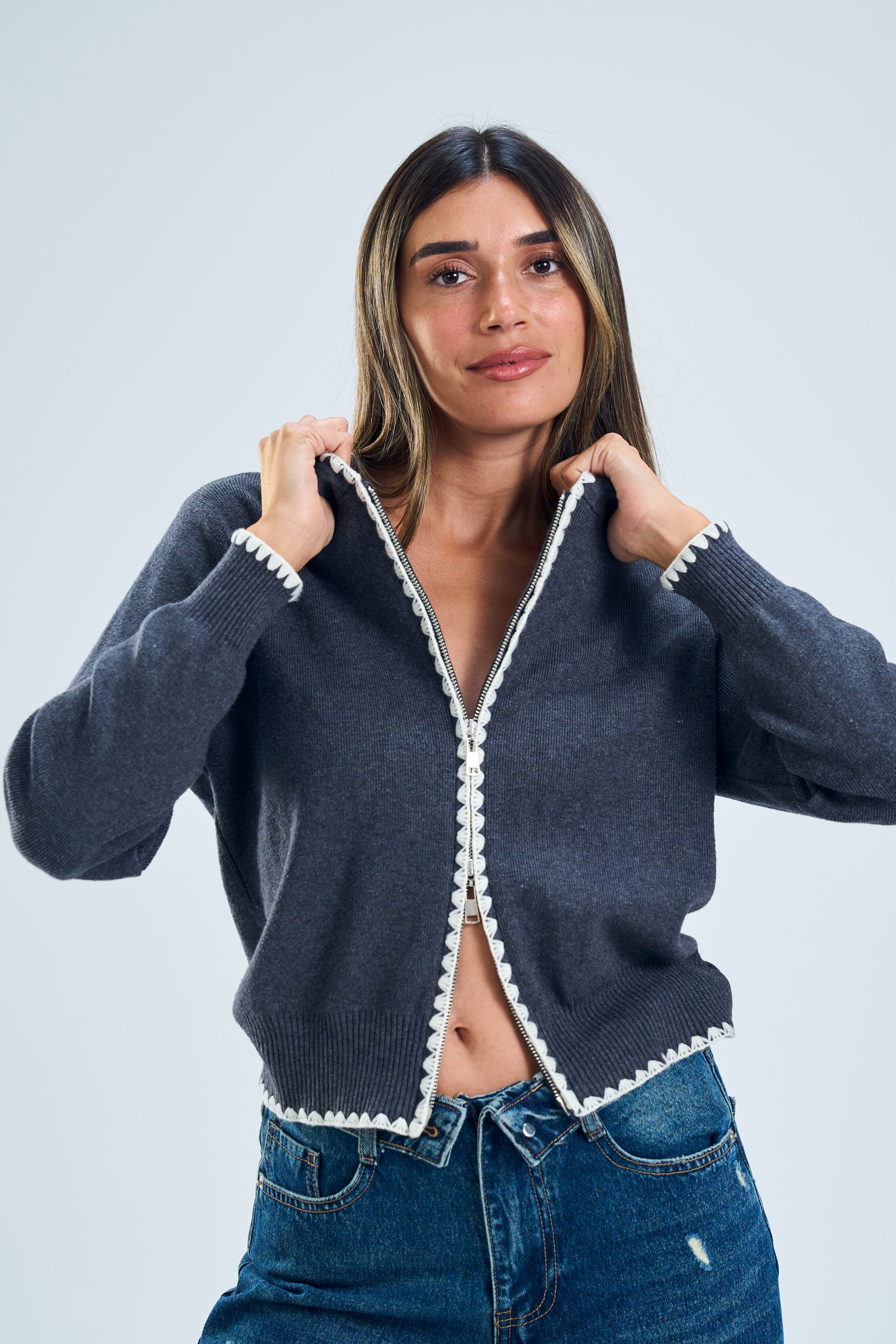 קרדיגן מייבל אפור