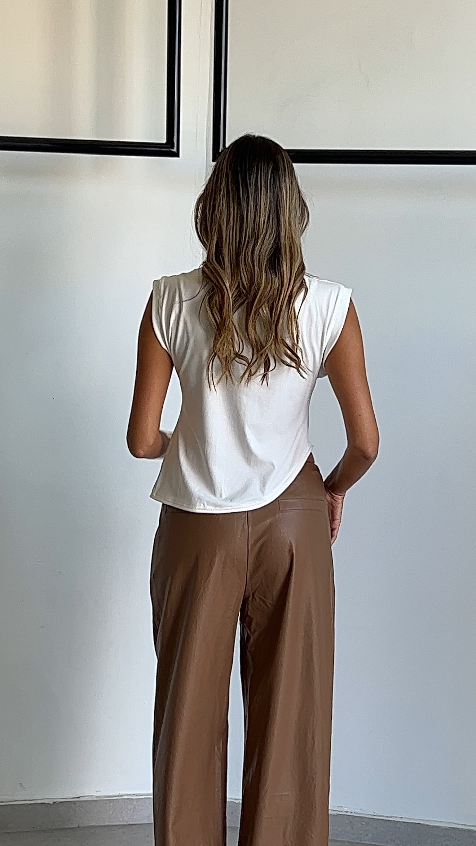 Leather-like seagull pants