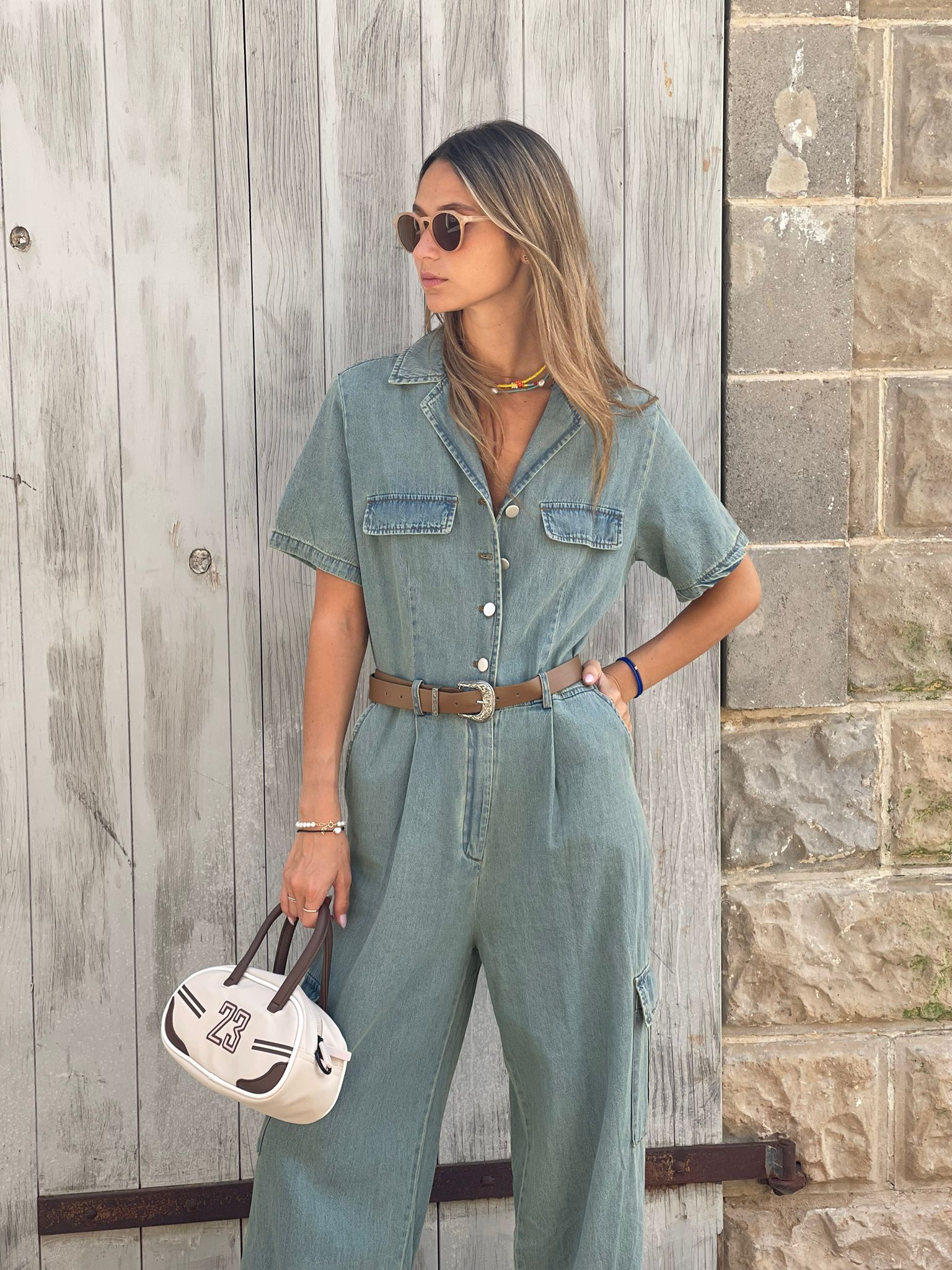 Mia light denim overalls