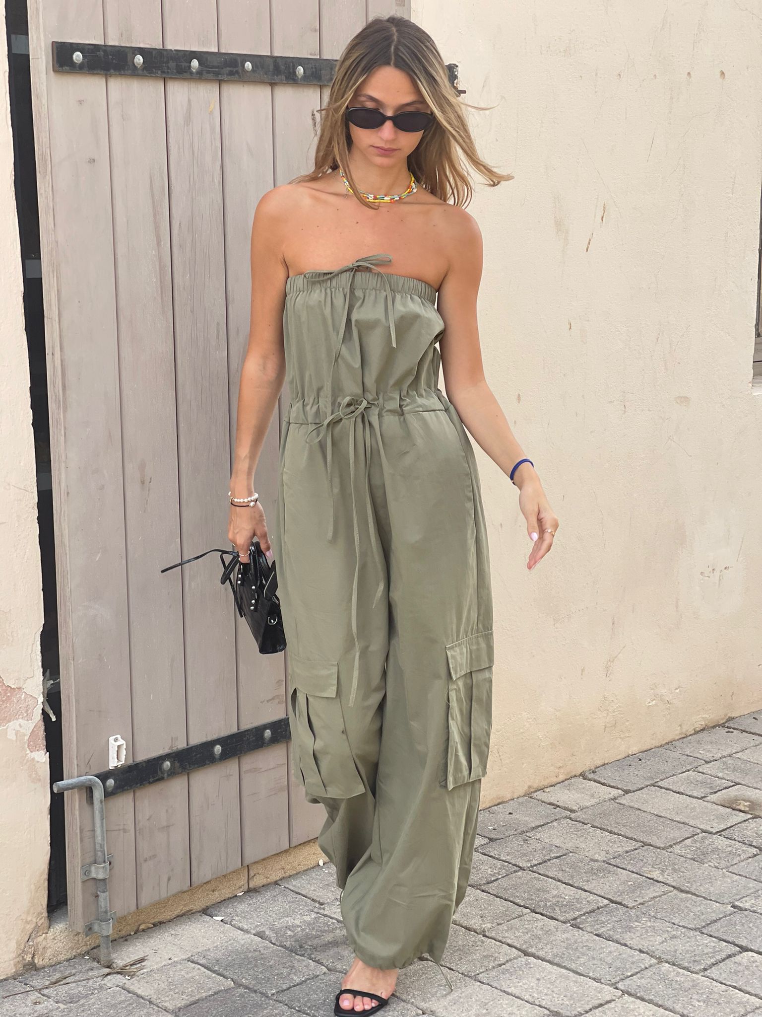 Green slim overalls