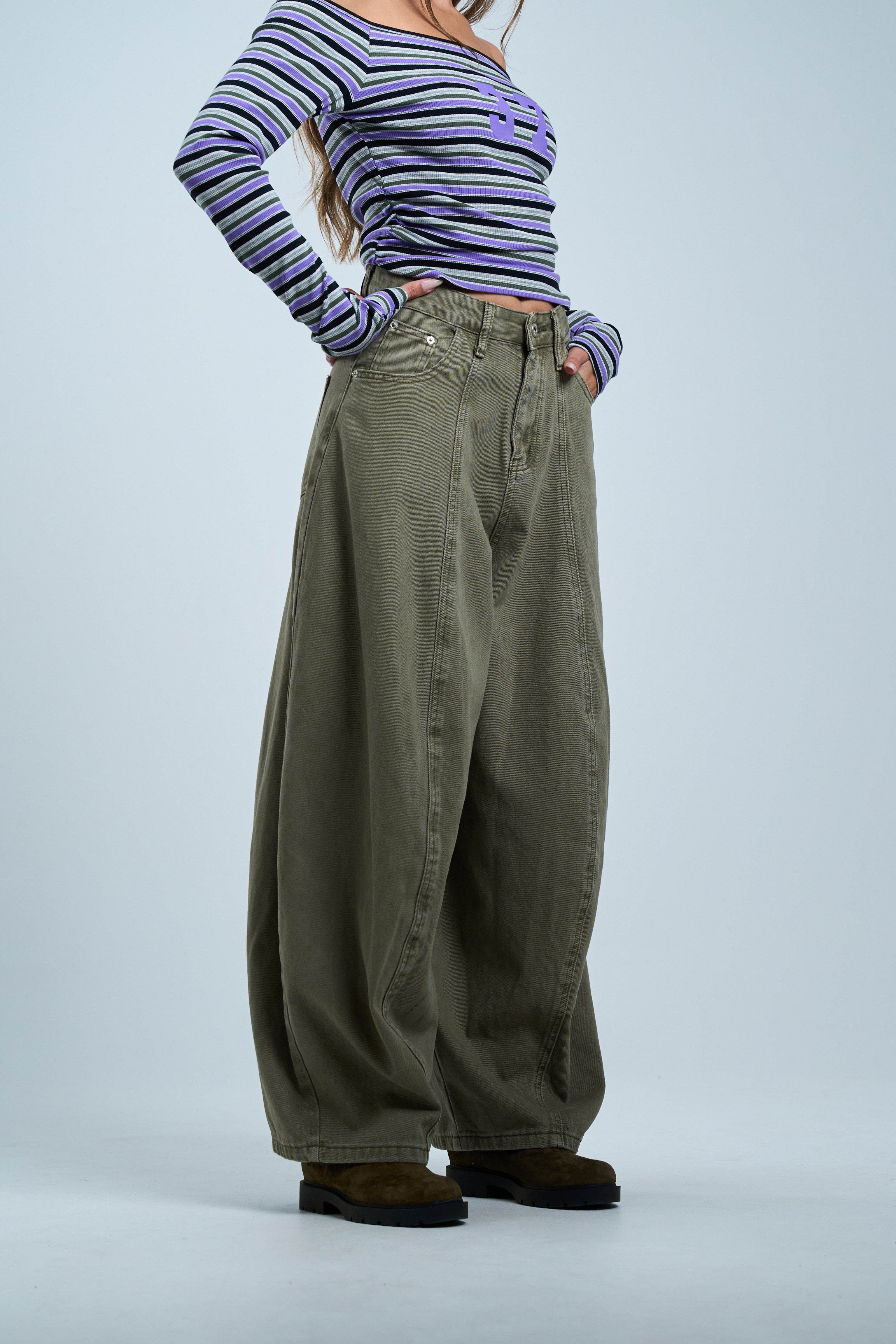 מכנס ג׳ינס נאיה זית