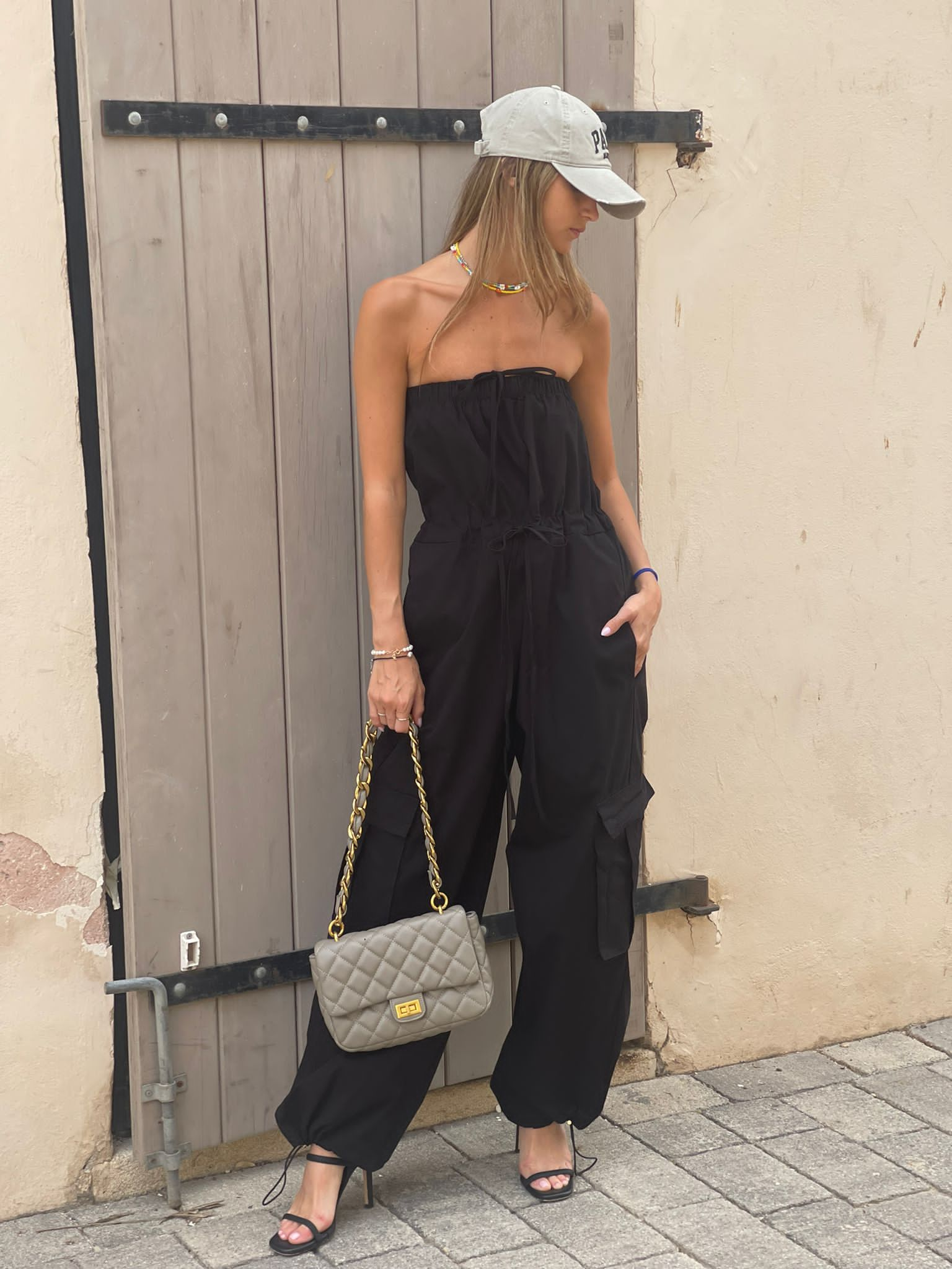 Black slim overalls