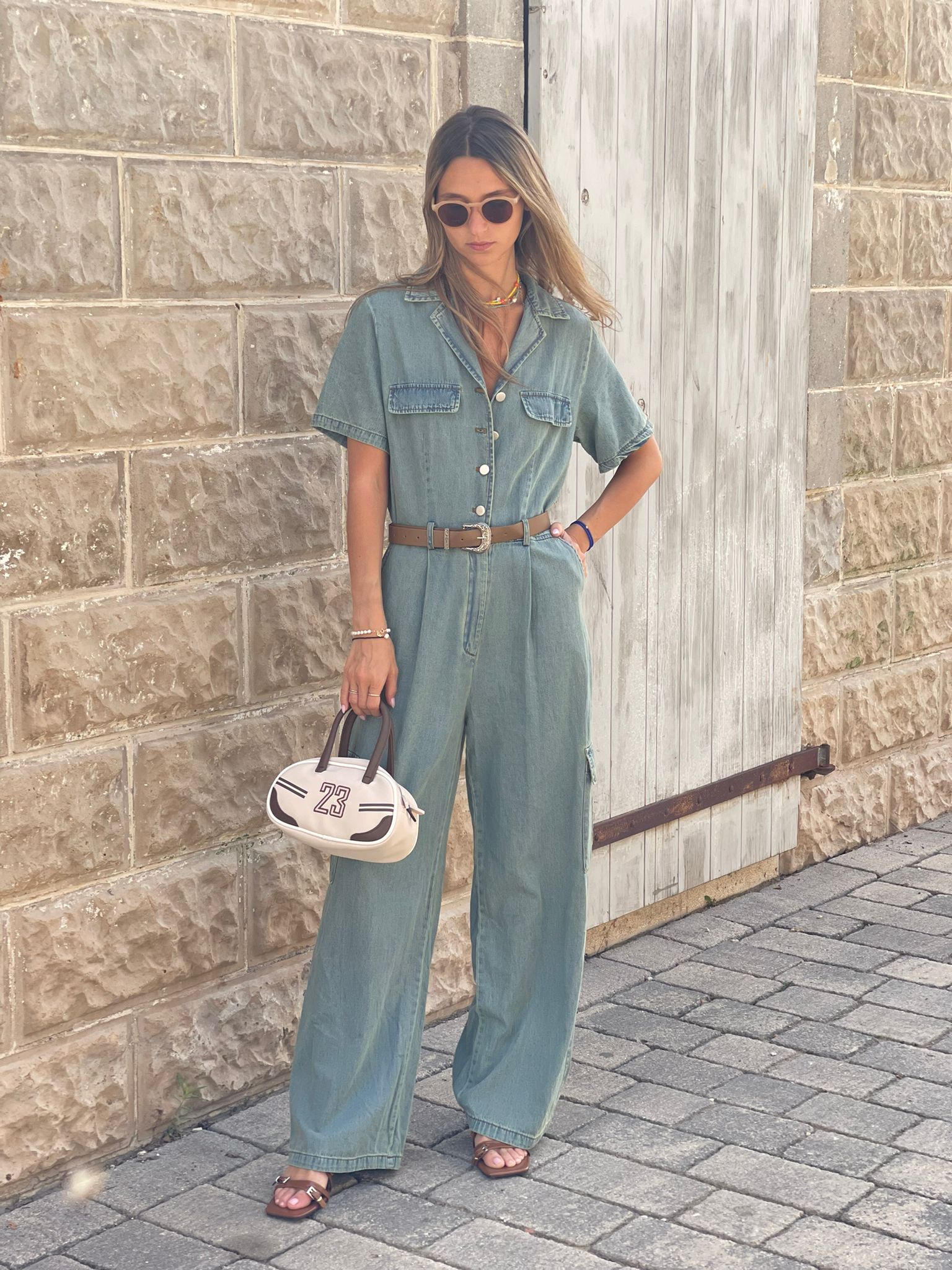 Mia light denim overalls