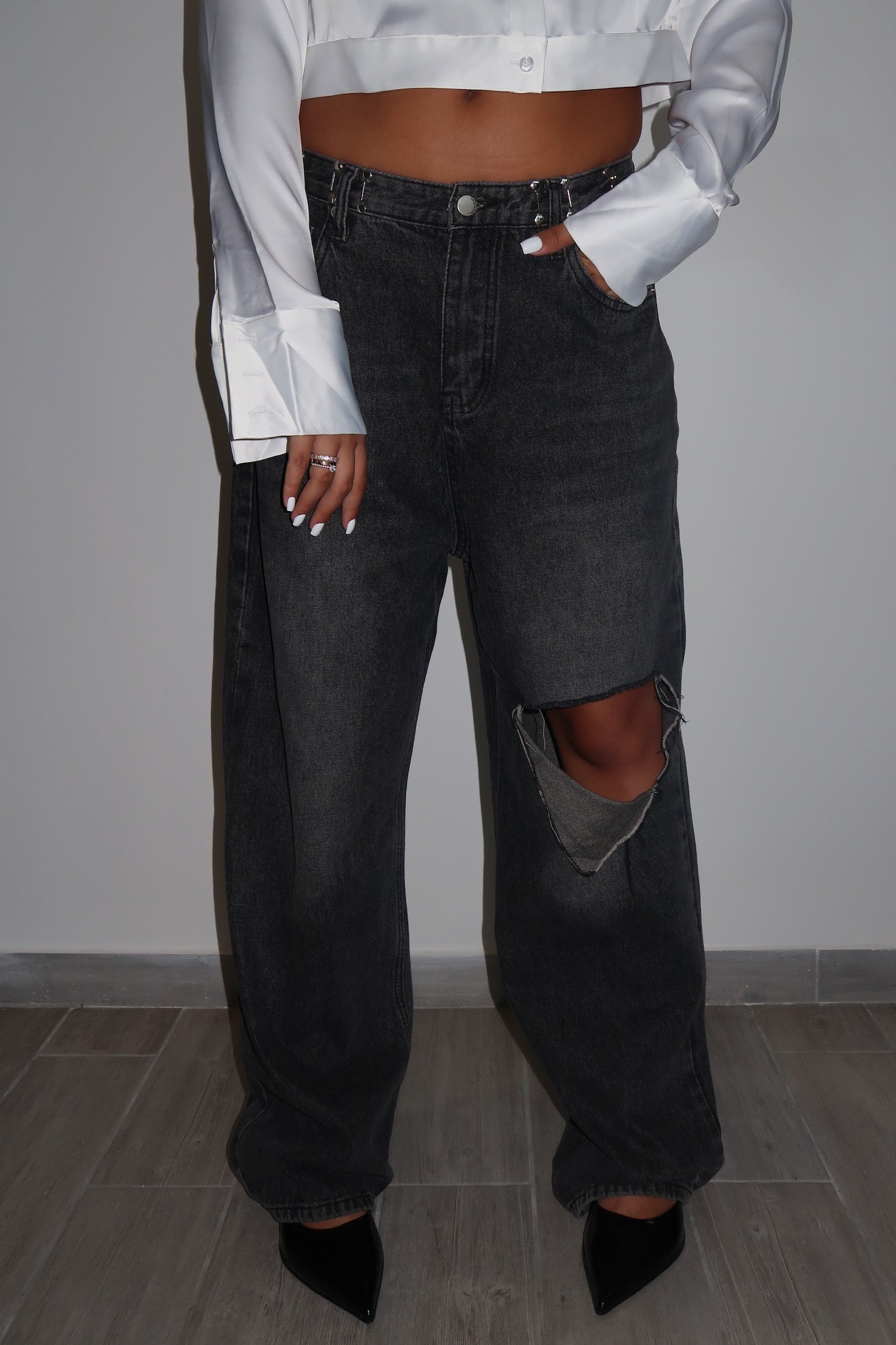 מכנס ג׳ינס ליהי אפור