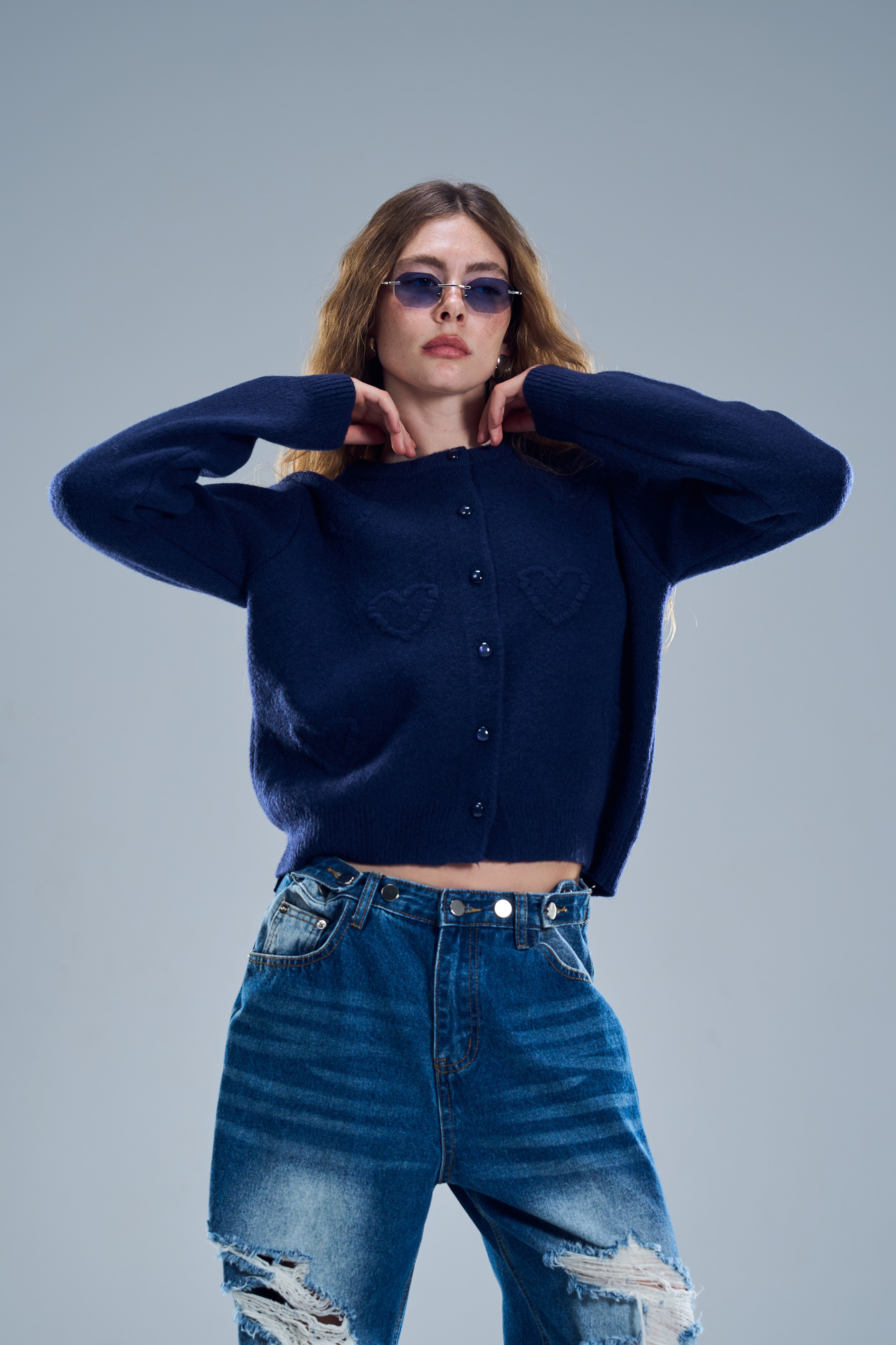 קרדיגן ארט כחול