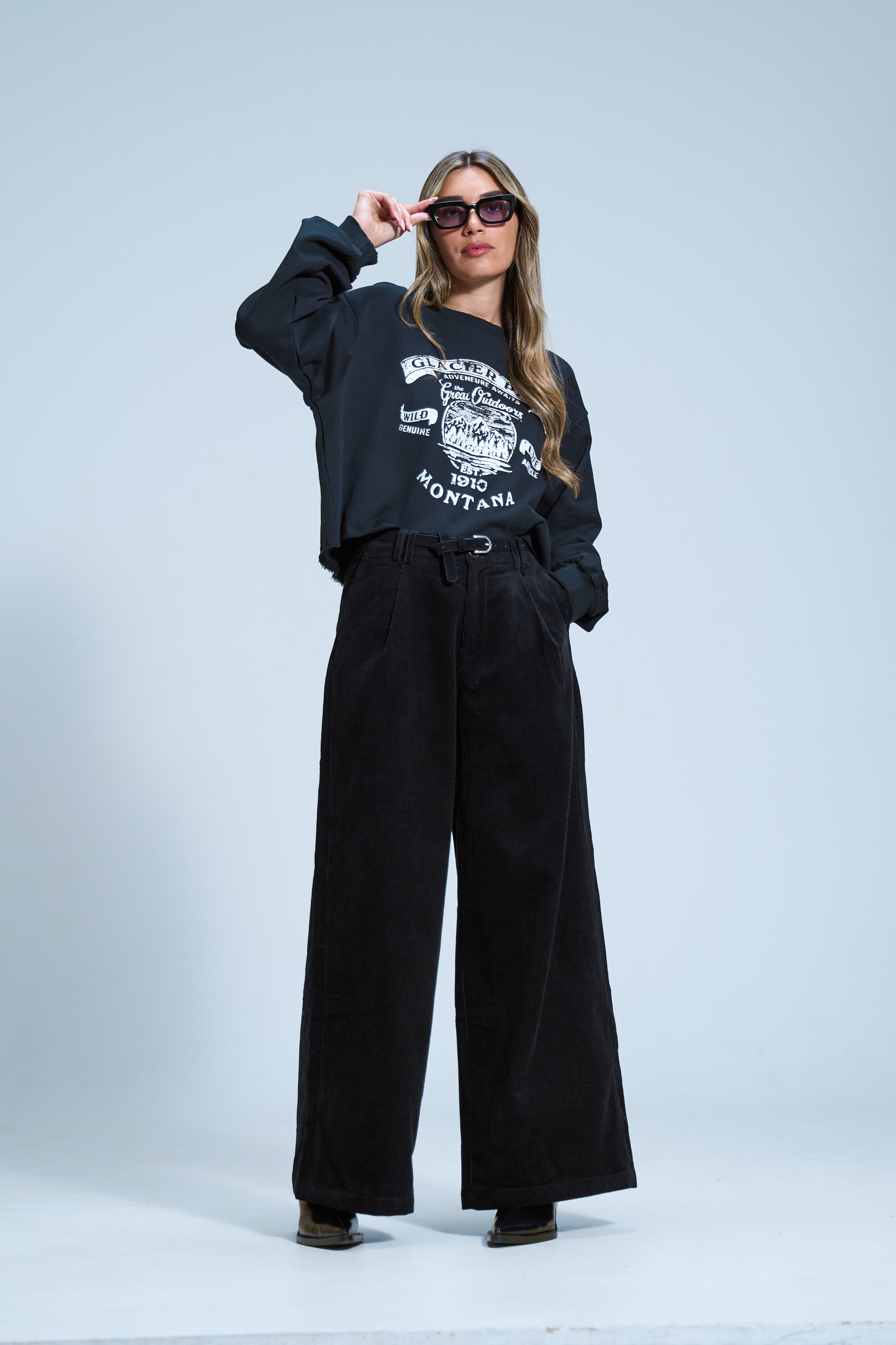 מכנס ליאו קורדרוי שחור