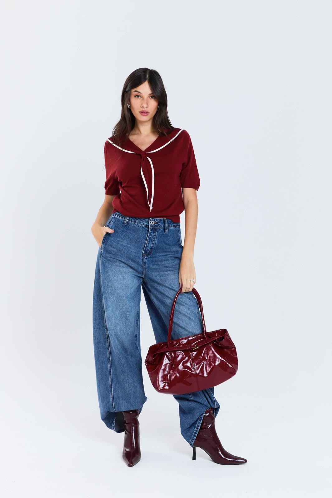 חולצת סריג אסי בורדו