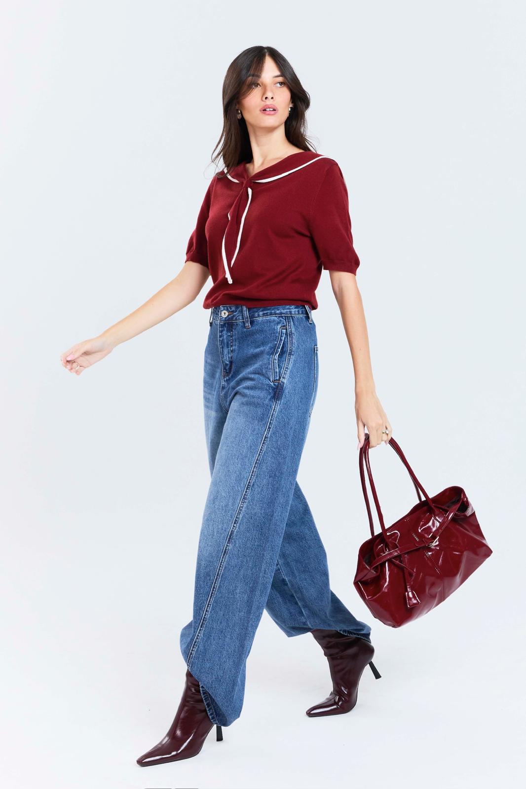 חולצת סריג אסי בורדו