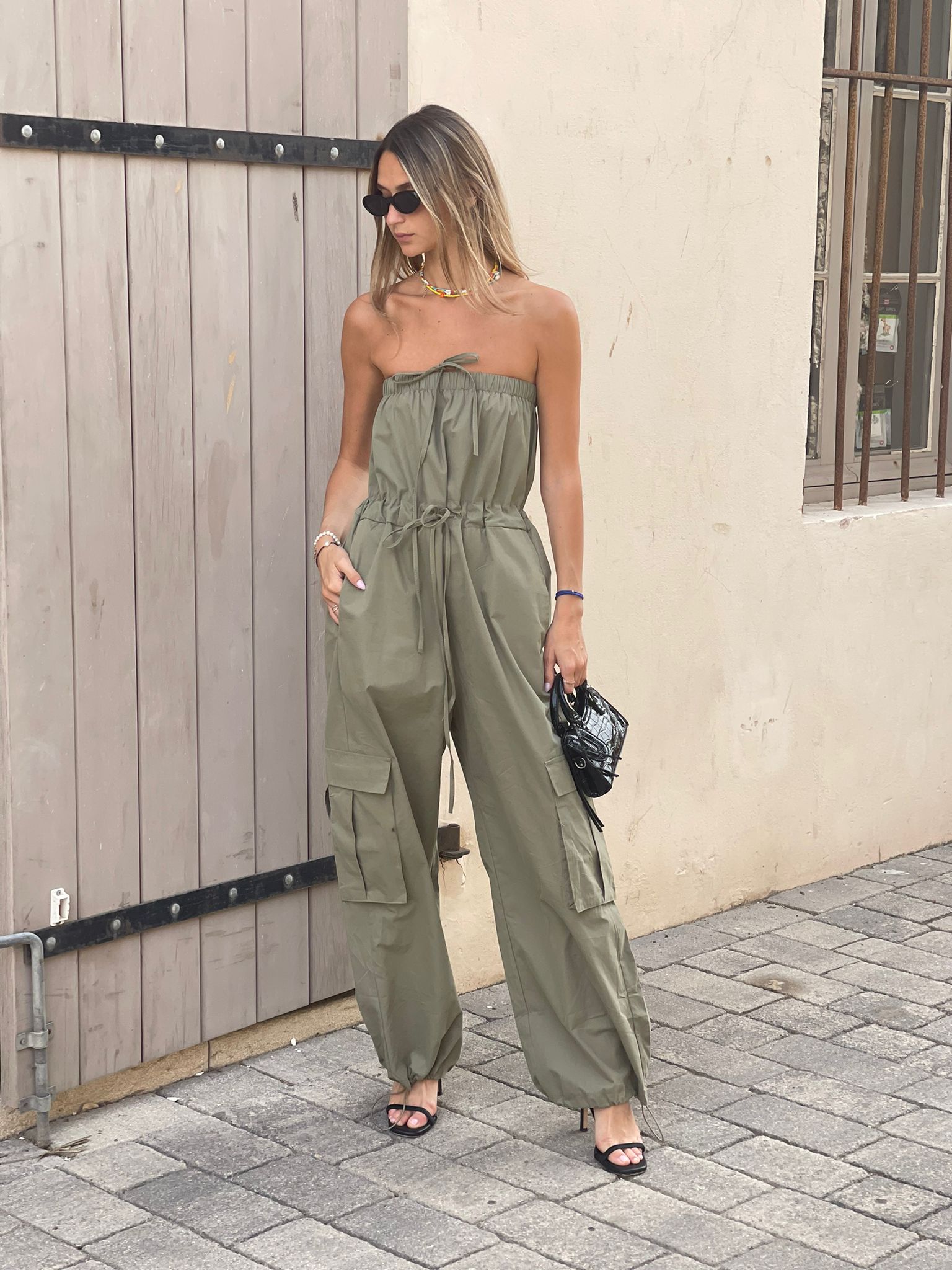 Green slim overalls