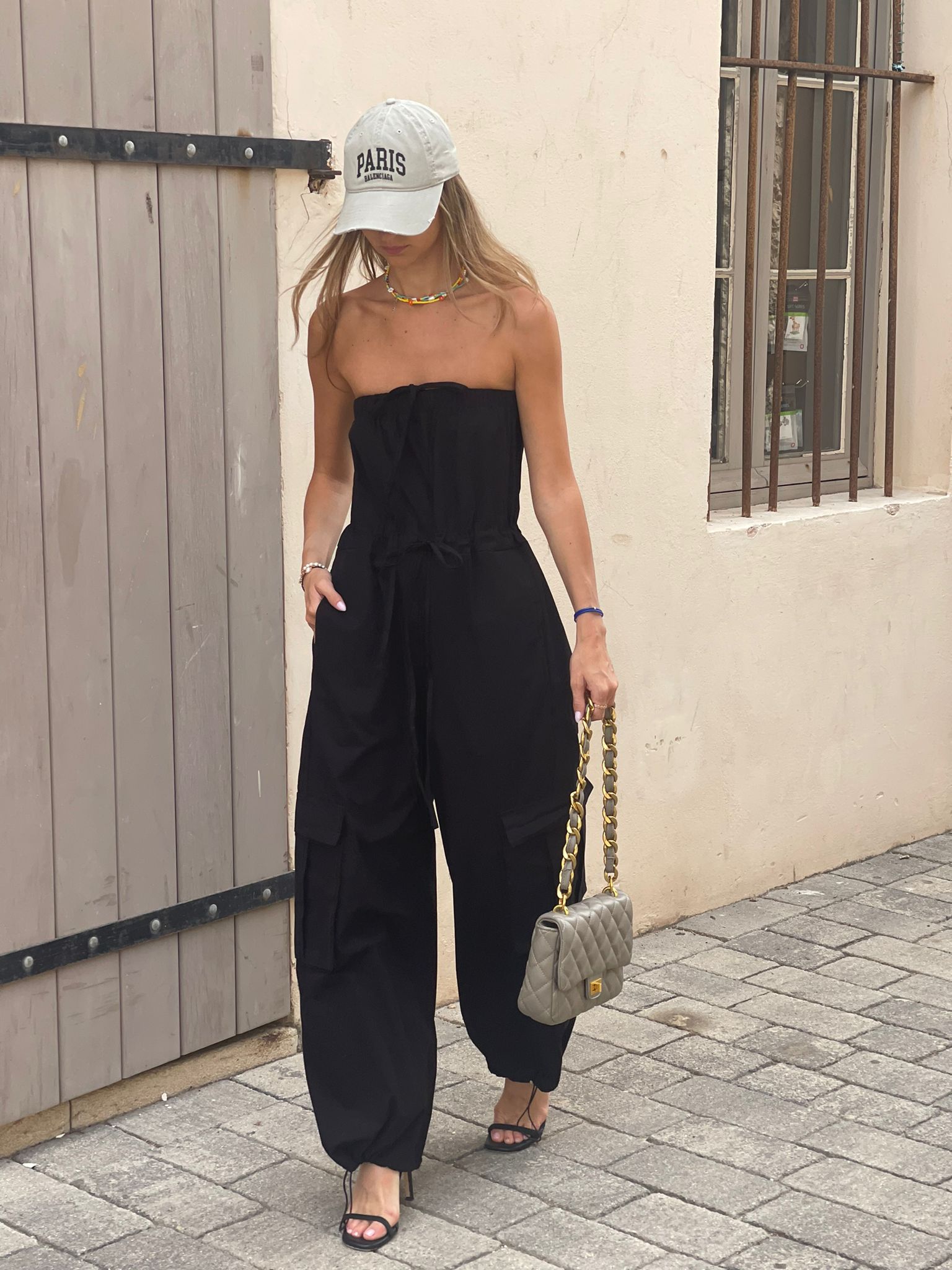 Black slim overalls