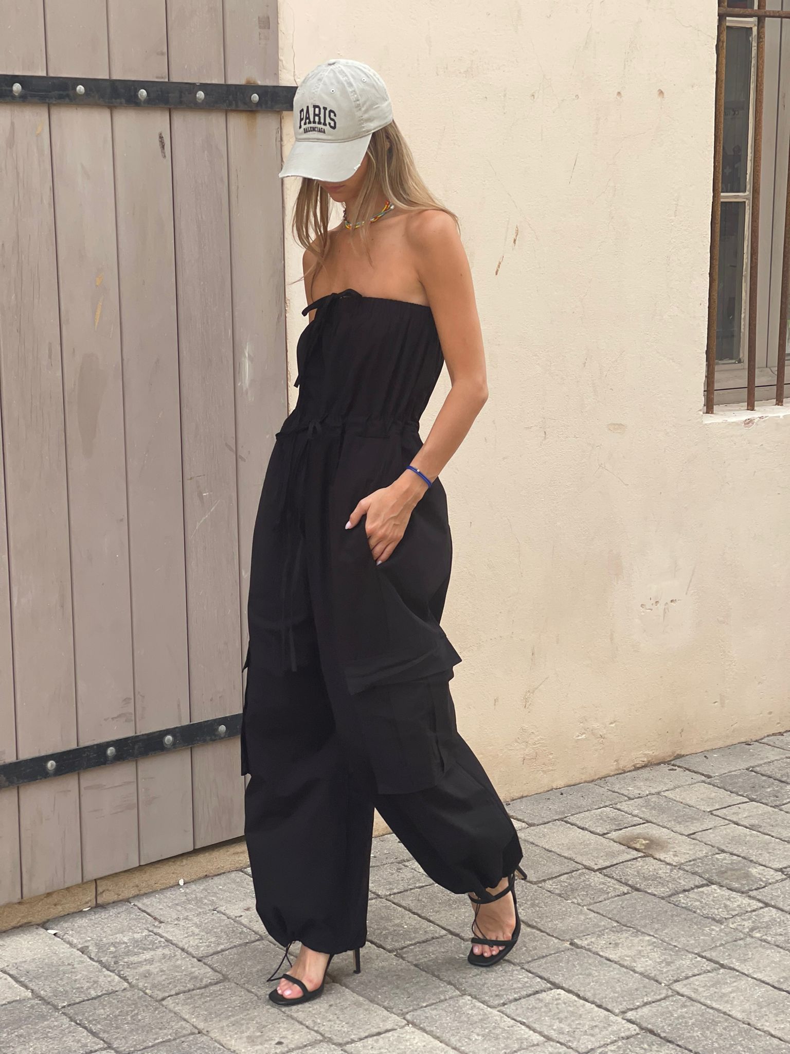 Black slim overalls